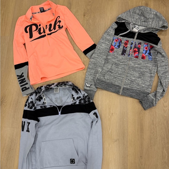 PINK Victoria's Secret Neon Coral Half-Zip Pullover with Black Accents - Picture 2 of 2